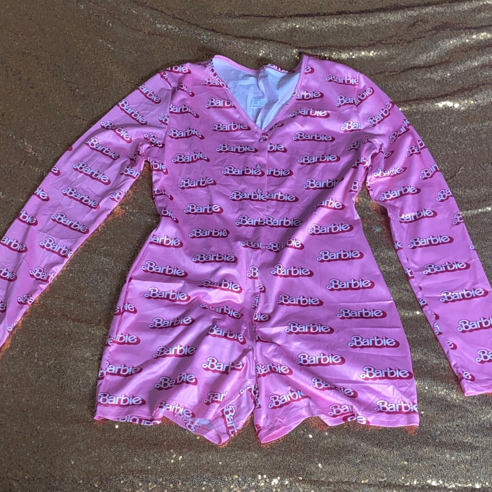 Pink Barbie V Neck Long Sleeve Onesie